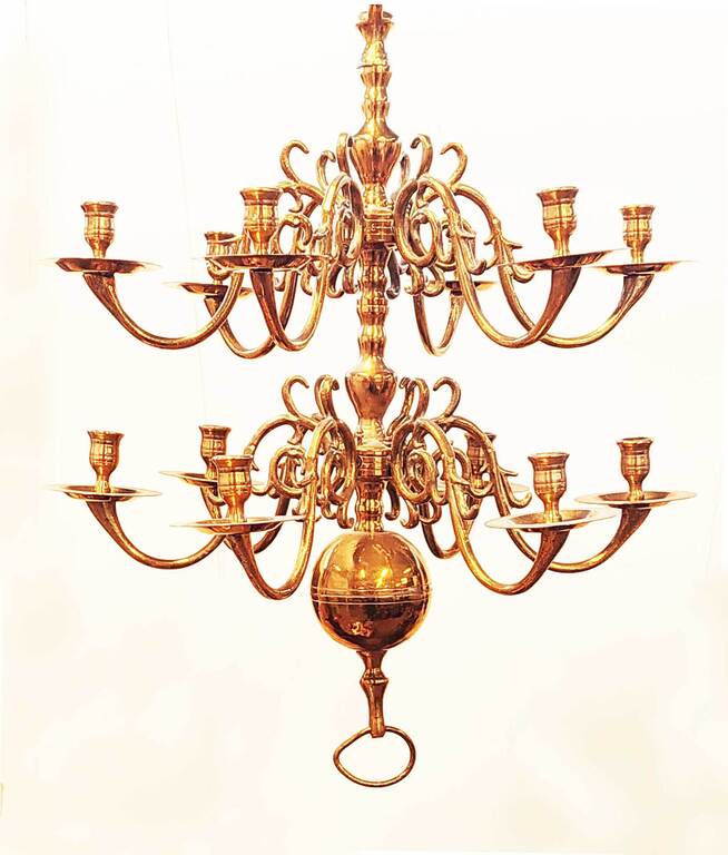 Brass chandelier for 12 candles