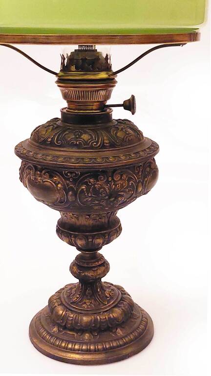 Baroque style bronze kerosene lamp