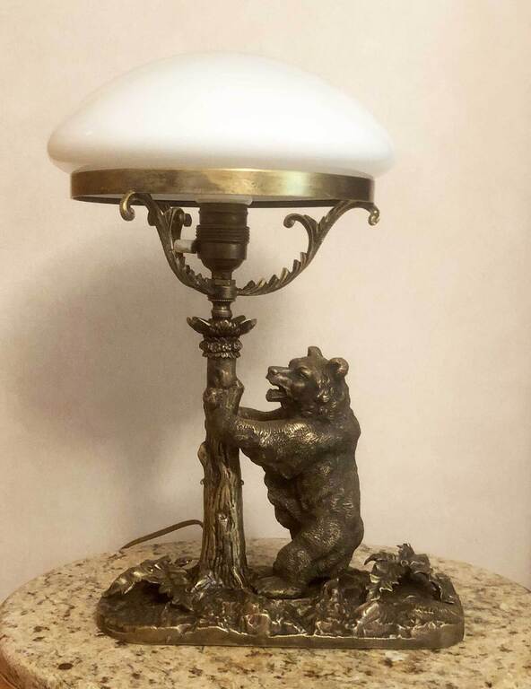 Настольная лампа Медведь из бронзы