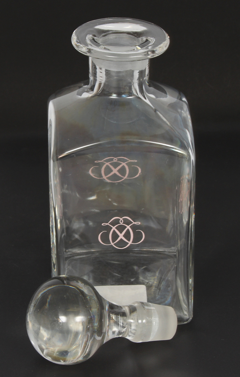 Glass decanters (2 pcs.) + glass figurine 