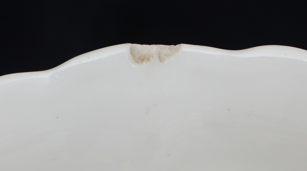 Porcelain sugar bowl, serving plate, creamer