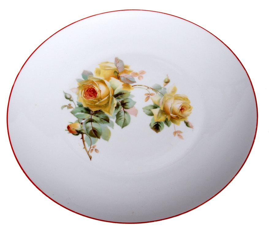 Фарфоровая тарелка Желтые розы