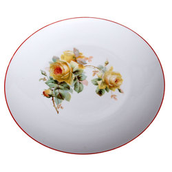 Porcelain plate Yellow roses