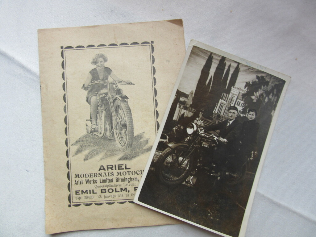 Мотоцикл АРИЭЛЬ реклама + фото 1930ые 