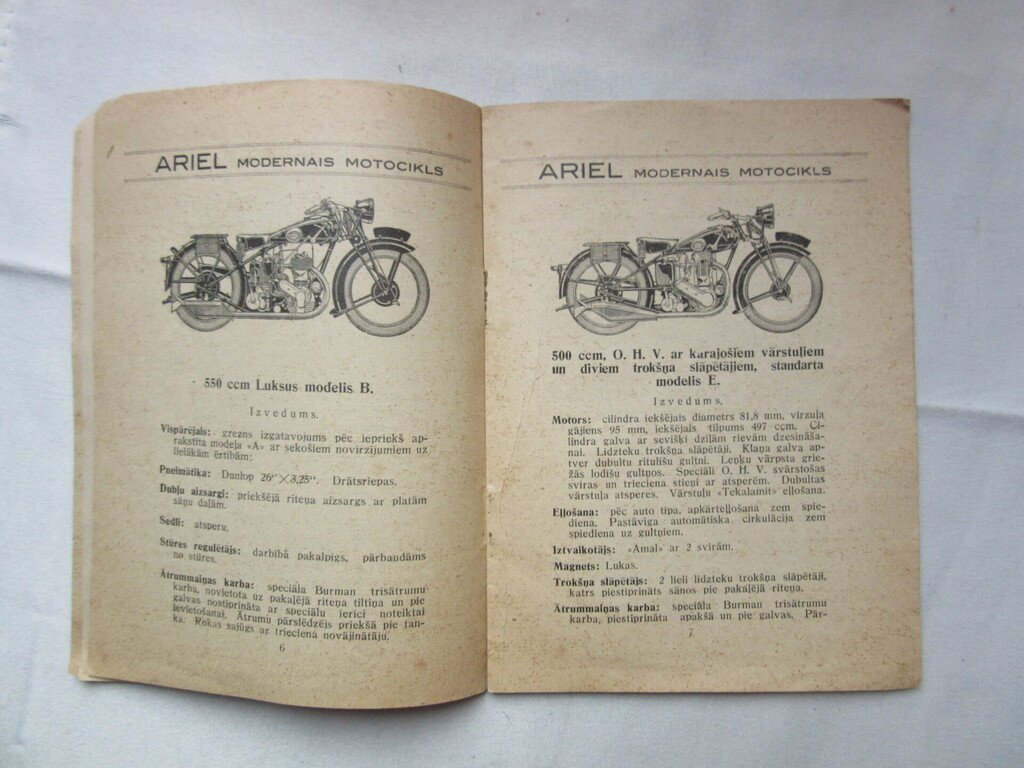 Мотоцикл АРИЭЛЬ реклама + фото 1930ые 