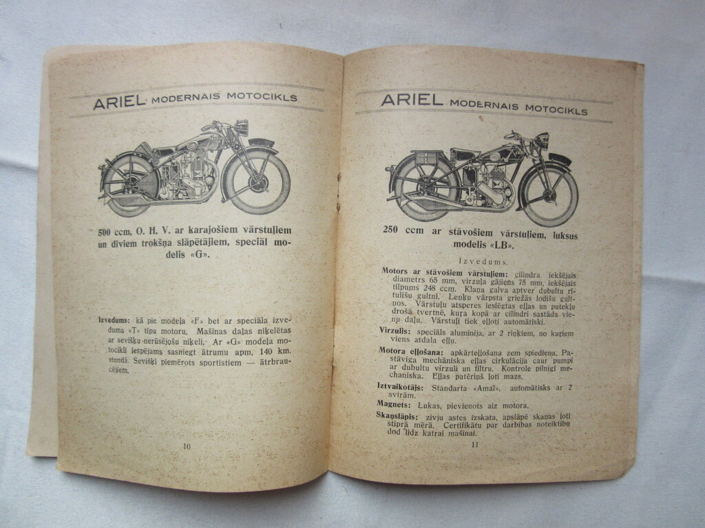 Motorbike ARIEL advert + photo 1930ies