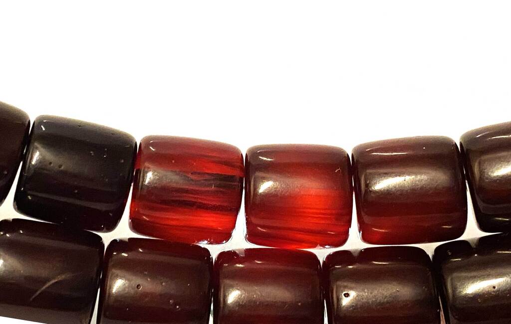 Cherry colored bakelite beads