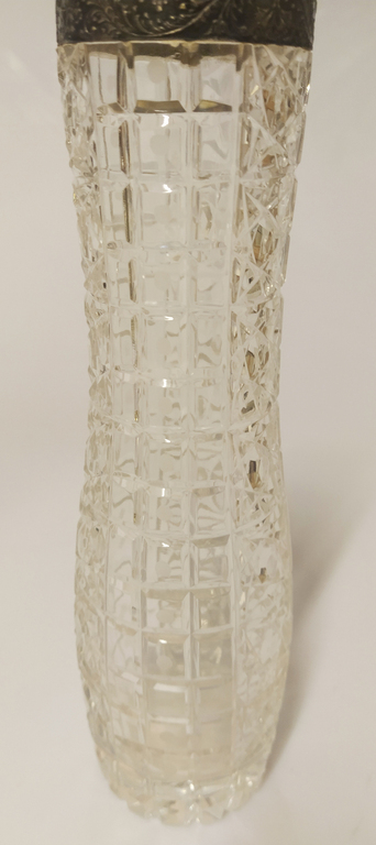 Glass vase with silver finish