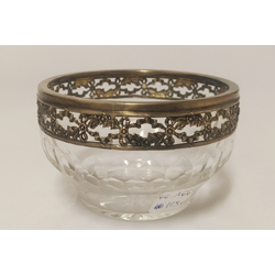 Glass container with silver finish