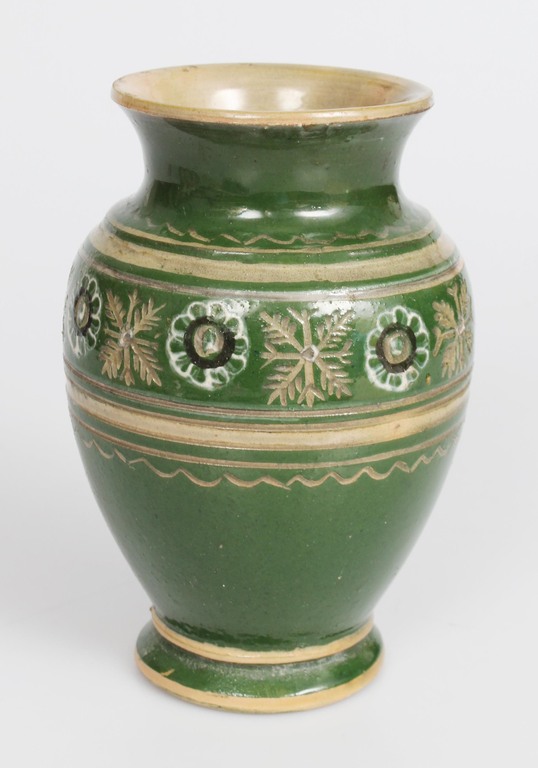 Green ceramic vase