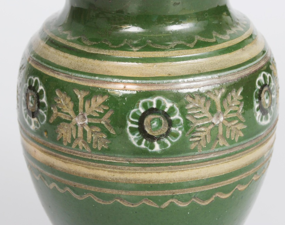 Green ceramic vase