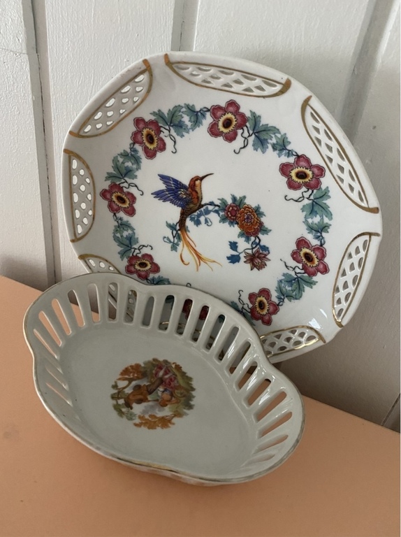 Beautifully painted dishes of German Bavarian porcelain