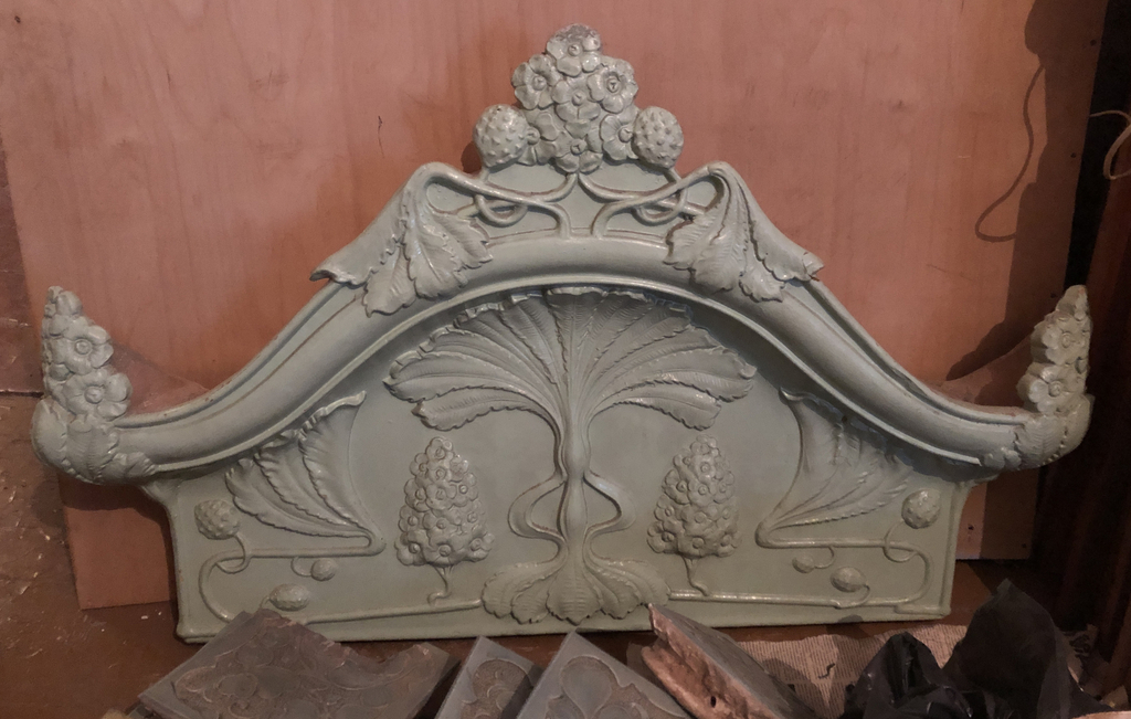 Art Nouveau stove crown and details