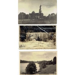 3 postcards - Juveris. Renda waterfall in winter. Alūksne Evangelical Lutheran Church
