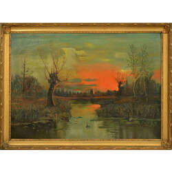 Landscape with sunset