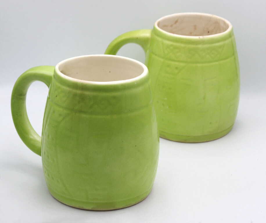 Two faience beer goblets