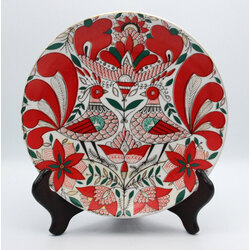 Dekoratīvs porcelāna šķīvis ar putnu, ziedu motīvu