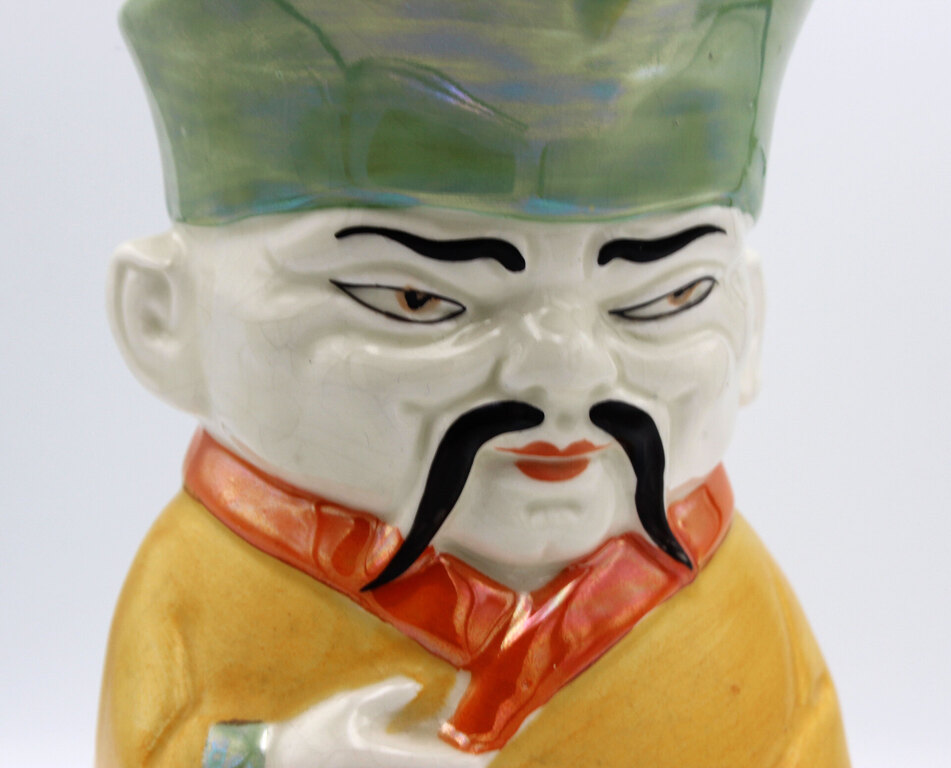 Porcelain pitcher Chinese nobleman fu manchu
