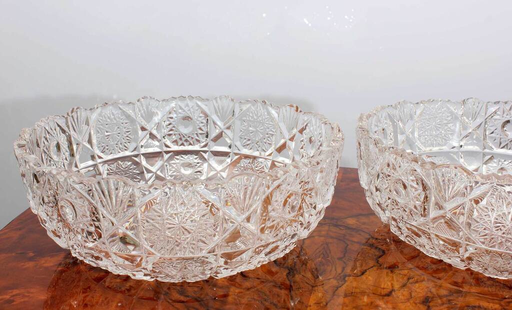Two Bohemian crystal serving dishes