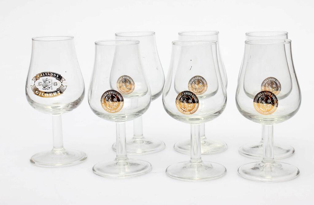 Set of glass glasses for enjoying calvados, 7 pcs.