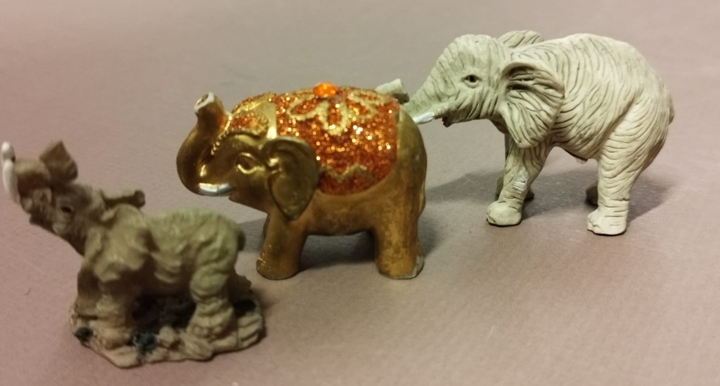 Decorative elephants of various materials 35 pcs.