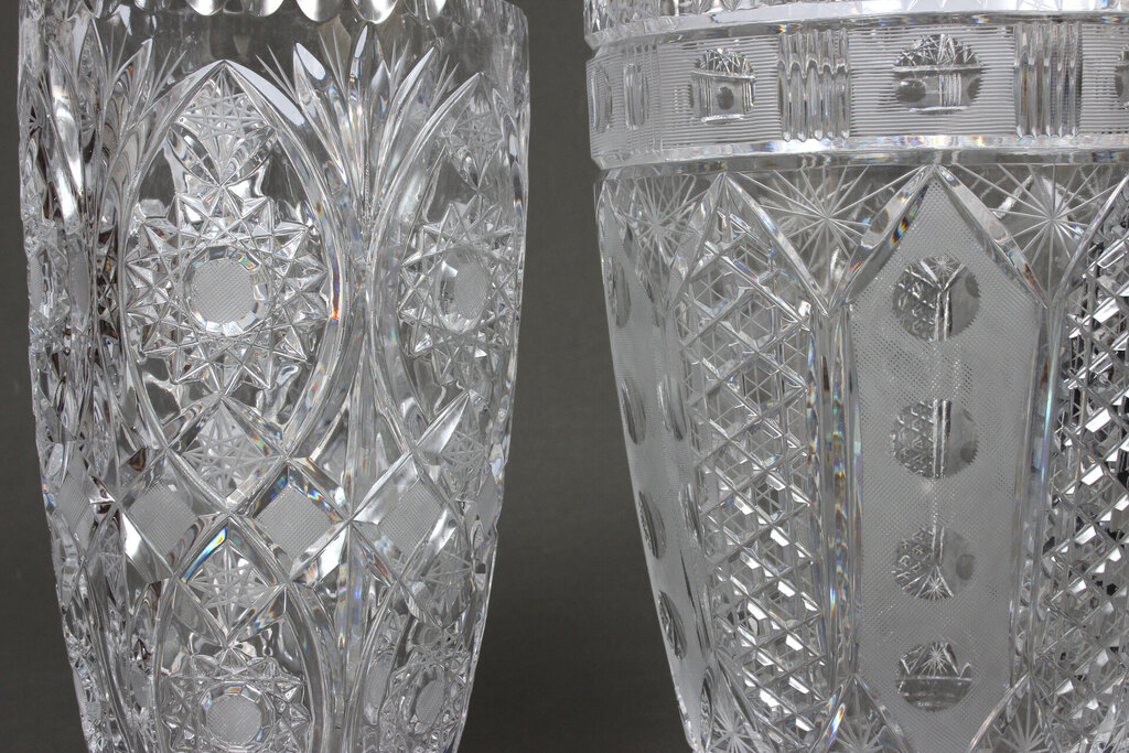 Two crystal vases