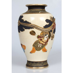 Taisho period painted porcelain vase with relief