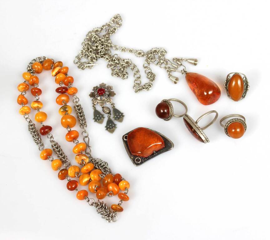 Various amber items