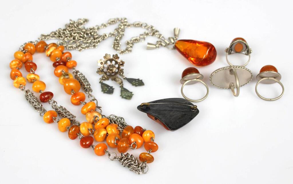 Various amber items