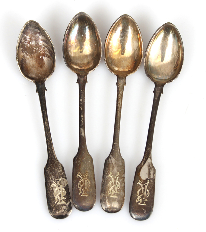Set of silver spoons with engraving (4 pcs.)
