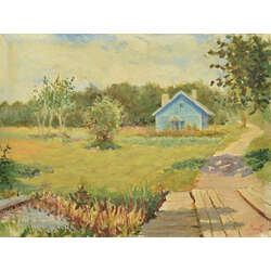 Landscape with a blue house