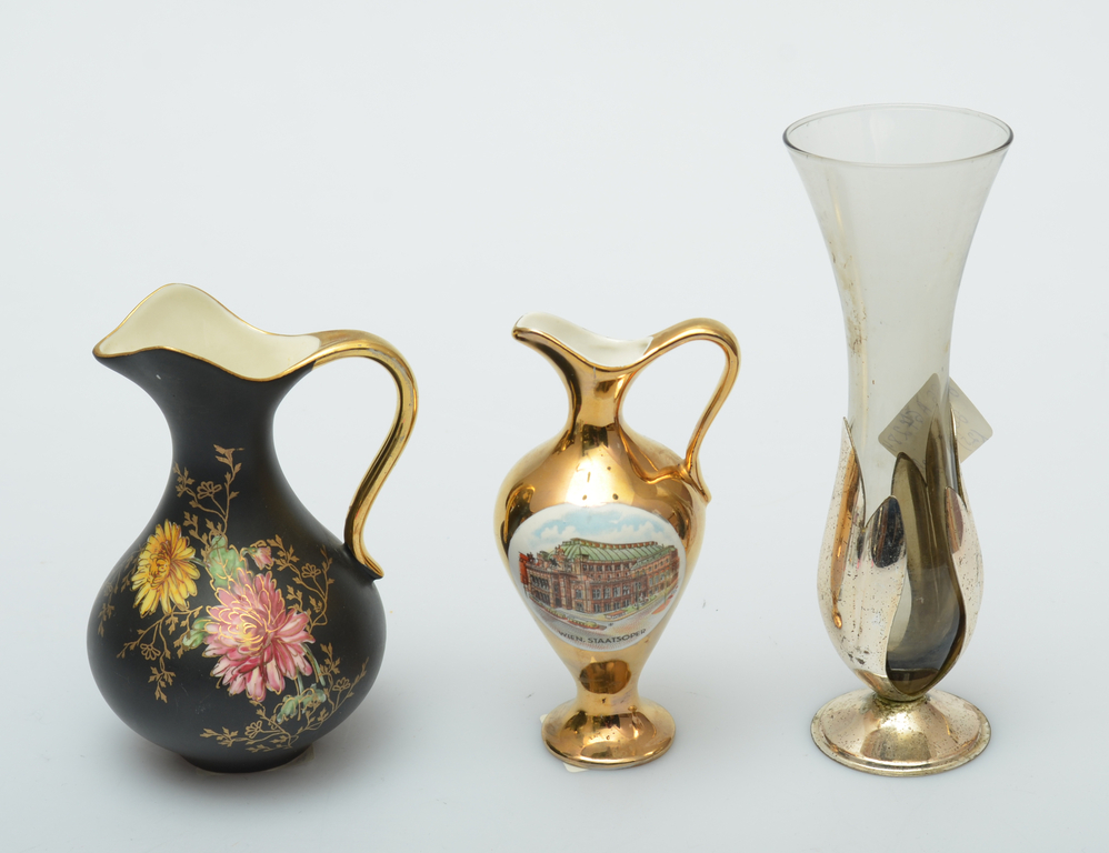 Two decanters and a vase