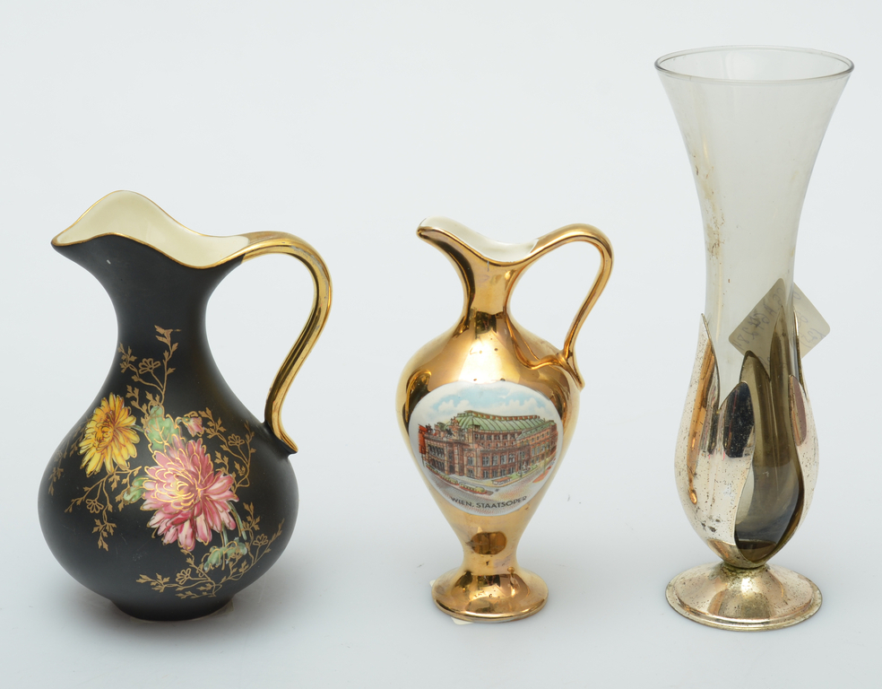 Two decanters and a vase