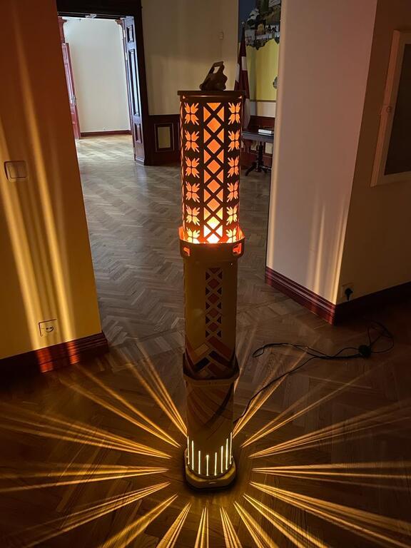 The floor lamp is made from the M777 howitzer shell
