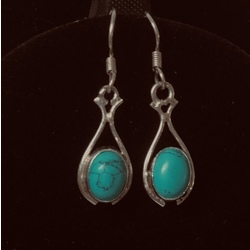 Vintage Silver Earrings with Blue Turquoise Stones