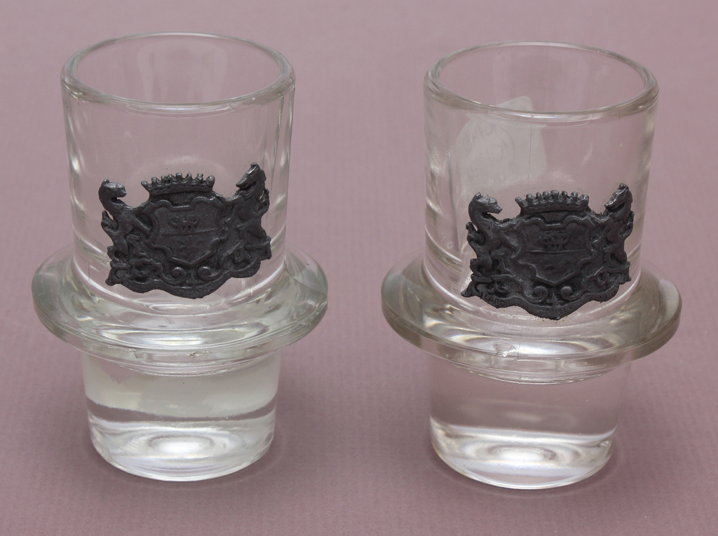 Glass glasses with metal decoration (2 pcs.)