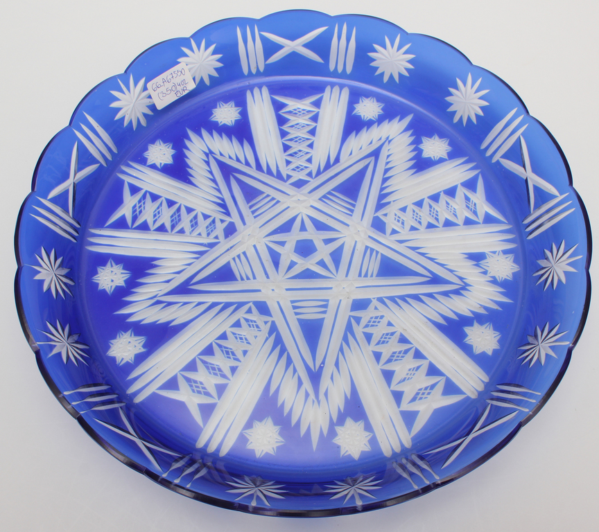 Ilguciems glass blue serving plate
