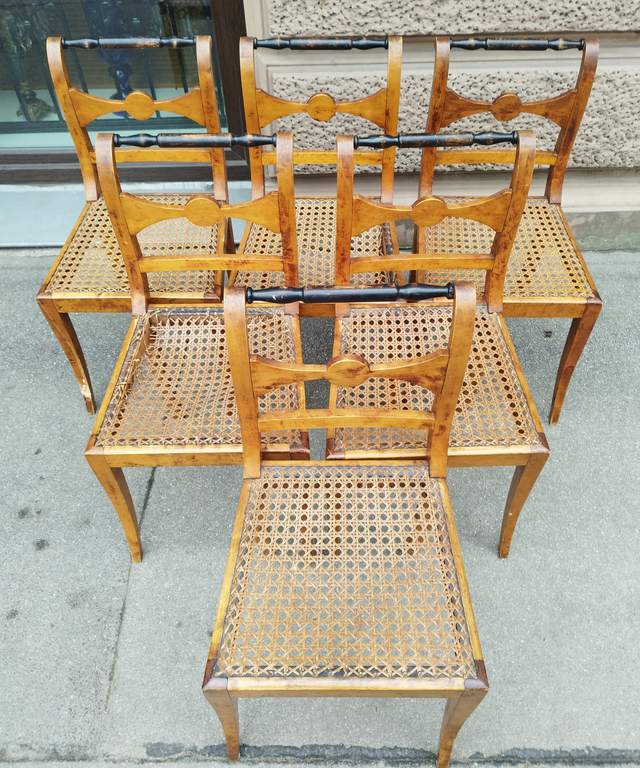 Biedermeier-style birch chairs 6 pcs