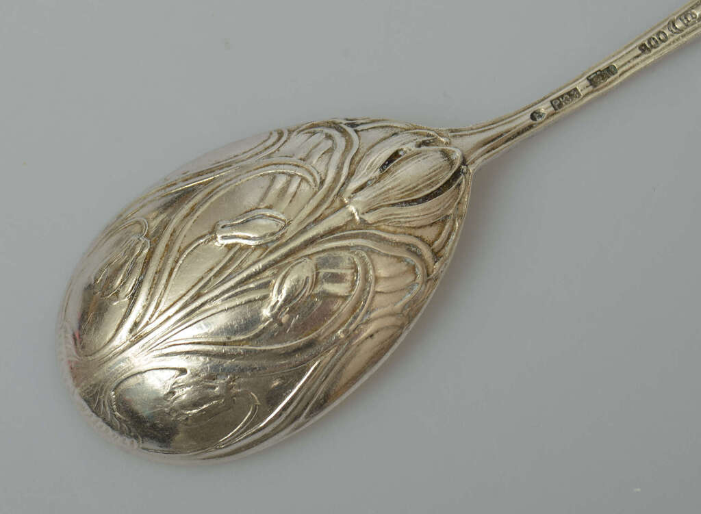 Artistic Art Nouveau spoon with plant decoration