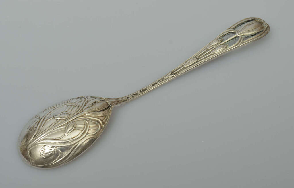 Artistic Art Nouveau spoon with plant decoration