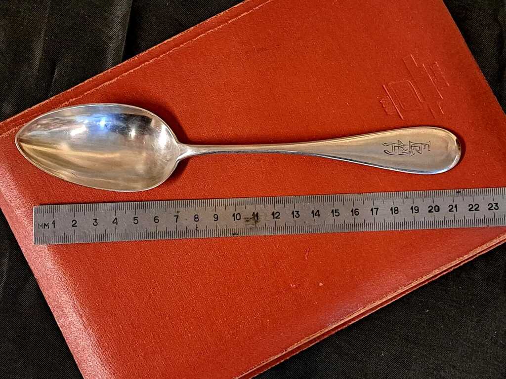 Soup spoon, silver proof 84, ГрачевЪ,  weight 78.20 grams, 1894 Spoon with the initials of a Latvian citizen