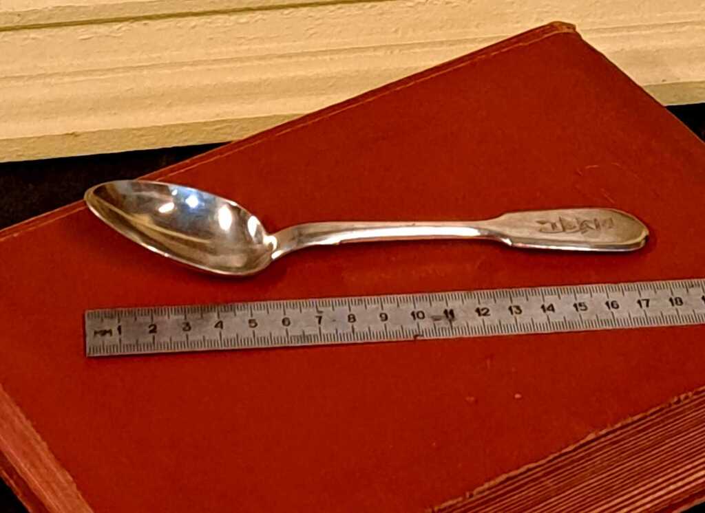 Spoon, silver, 84th silver proof, 1885–1903. master Nikiforovs Matvei, weight 55.04 gr. 18 cm