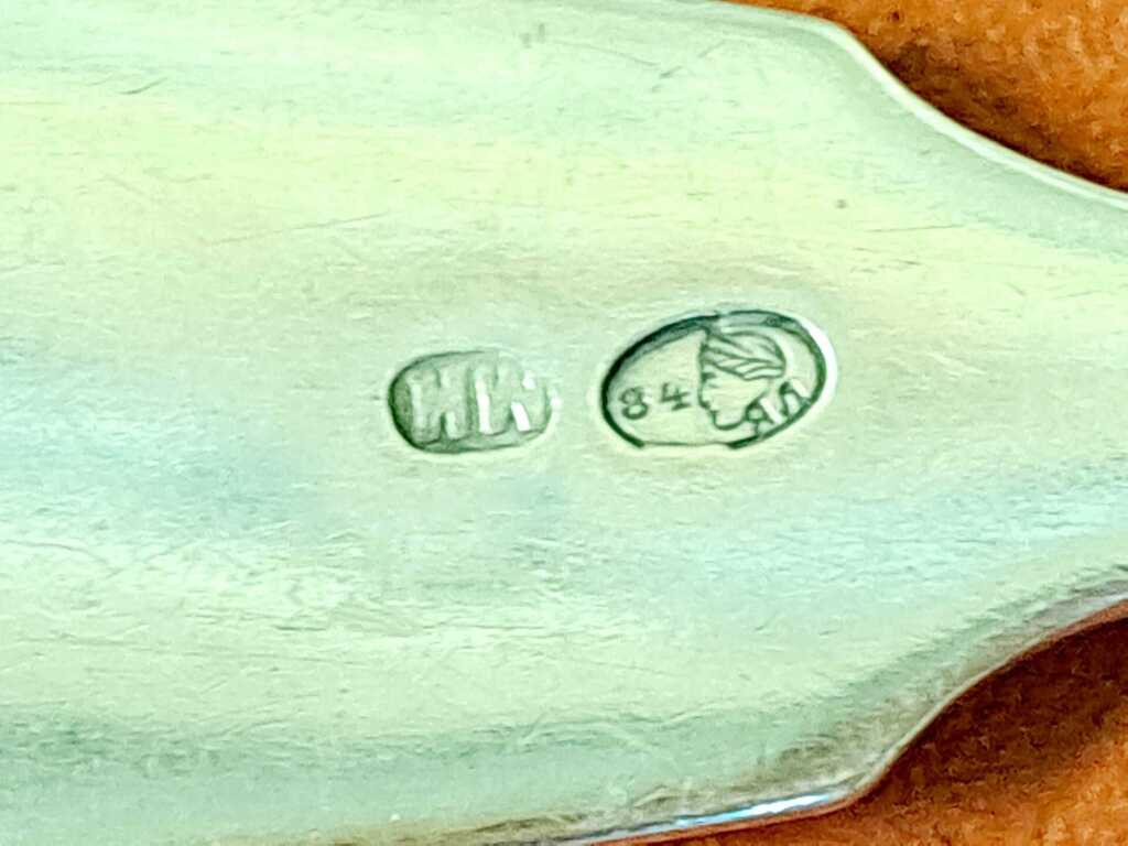 Ложка, серебро, 84-я проба серебра, 1885–1903 гг. мастер Никифоров Матвей, вес 55,04 гр. 18 см