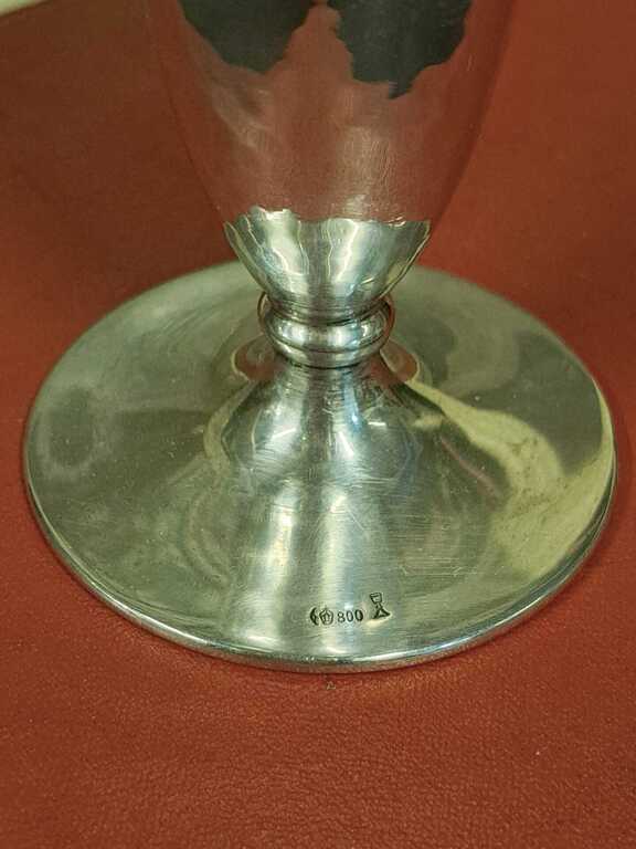 Серебряный бокал для вина, 800 проба серебра, высота 12 см, 66,41 гр. Германия, 1930 г. Отто Уолтер