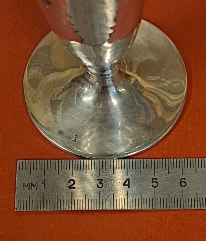 Серебряный бокал для вина, 800 проба серебра, высота 12 см, 66,41 гр. Германия, 1930 г. Отто Уолтер