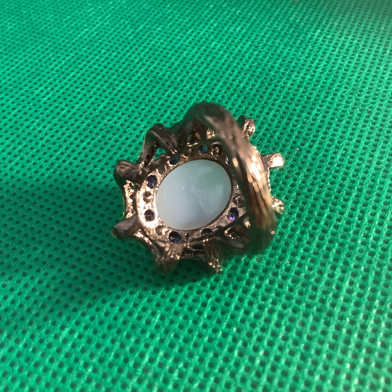 Ring made of natural chalcedony, Art Deco silver 925..17 size.