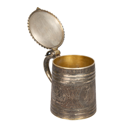 Silver beer mug with lid