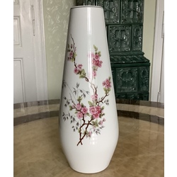 Vase, Cherry blossoms. Tirschenreuth, Germany 1950. Fine hand-painted.
