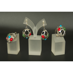 Silver jewelry set - pendant, ring and earrings