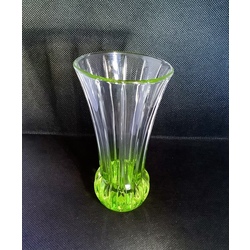 vase for Hyacinth, Bohemia, Uranium glass. Photo under ultraviolet. Lighting.